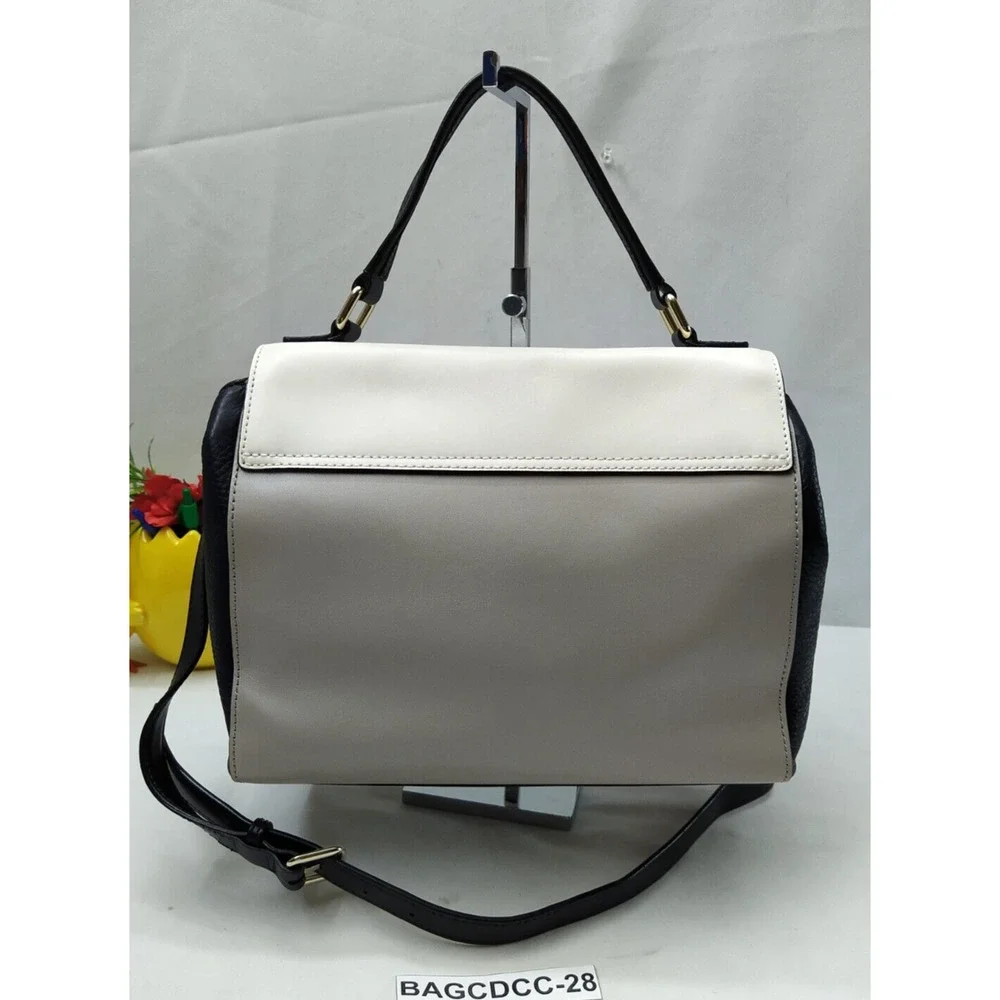 Kate Spade Magnolia Park White Leather 3-Tone Pushlock Satchel Crossbody Bag